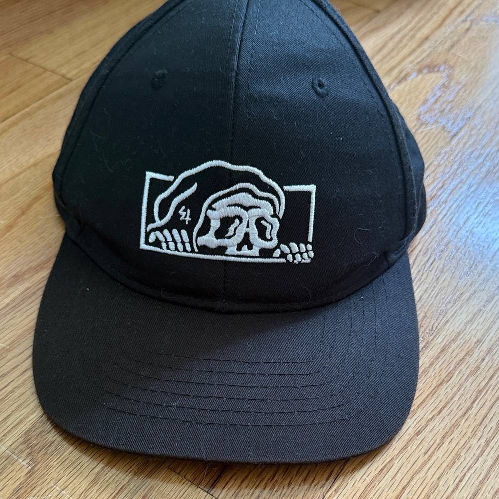 Lurking Class Black Cap with White Skull Peek Embroidery Adjustable